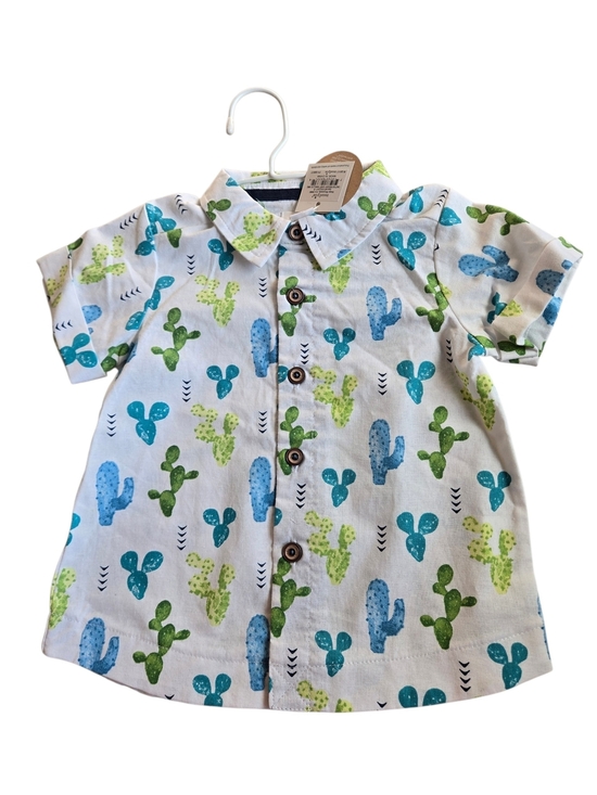 Mud Pie Other - Mud Pie Baby Boys 12-18 Mo Cactus Resort Print Button Front Shirt Cotton